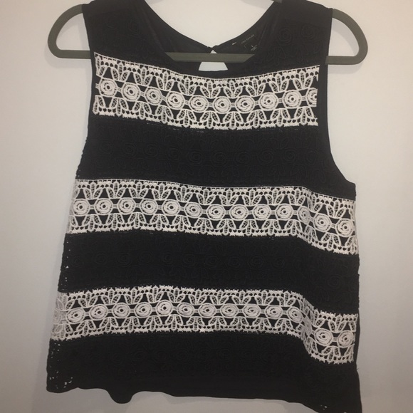 Navy & White Ann Taylor Blouse SZ L - Picture 1 of 4